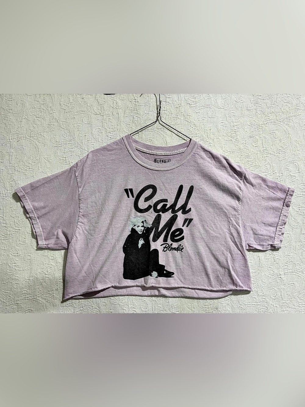 Blondie Call Me Crop T-Shirt Graphic Pink Cotton